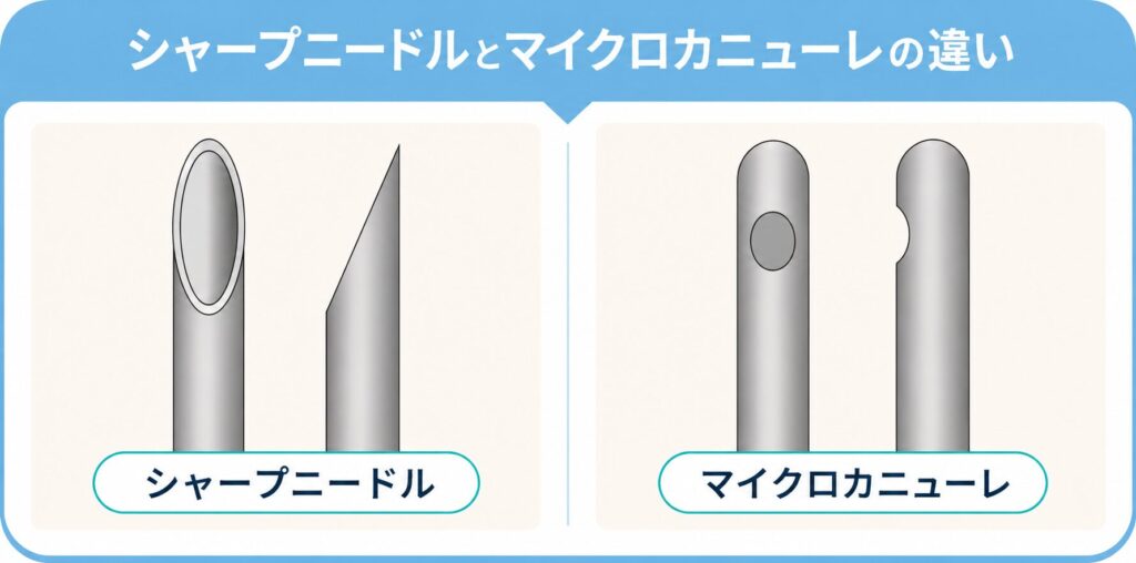 ヒアルロン酸注入で使用する針とマイクロカニューレの説明